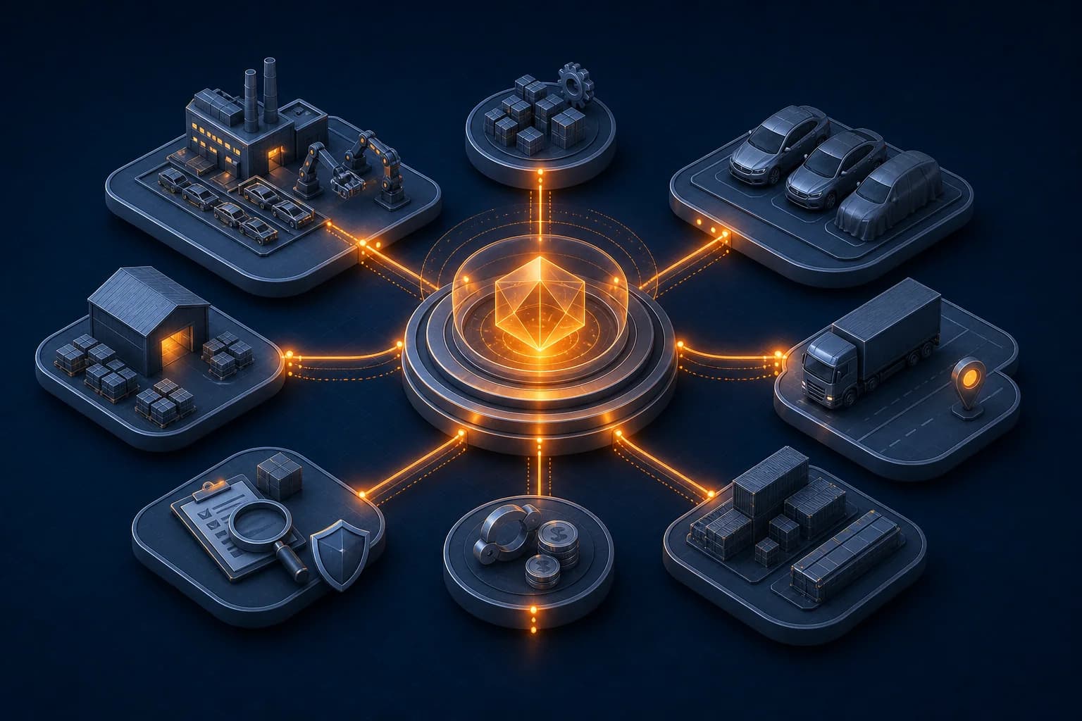 Illustration connecting automotive operations to margin, working capital, and recovery signals