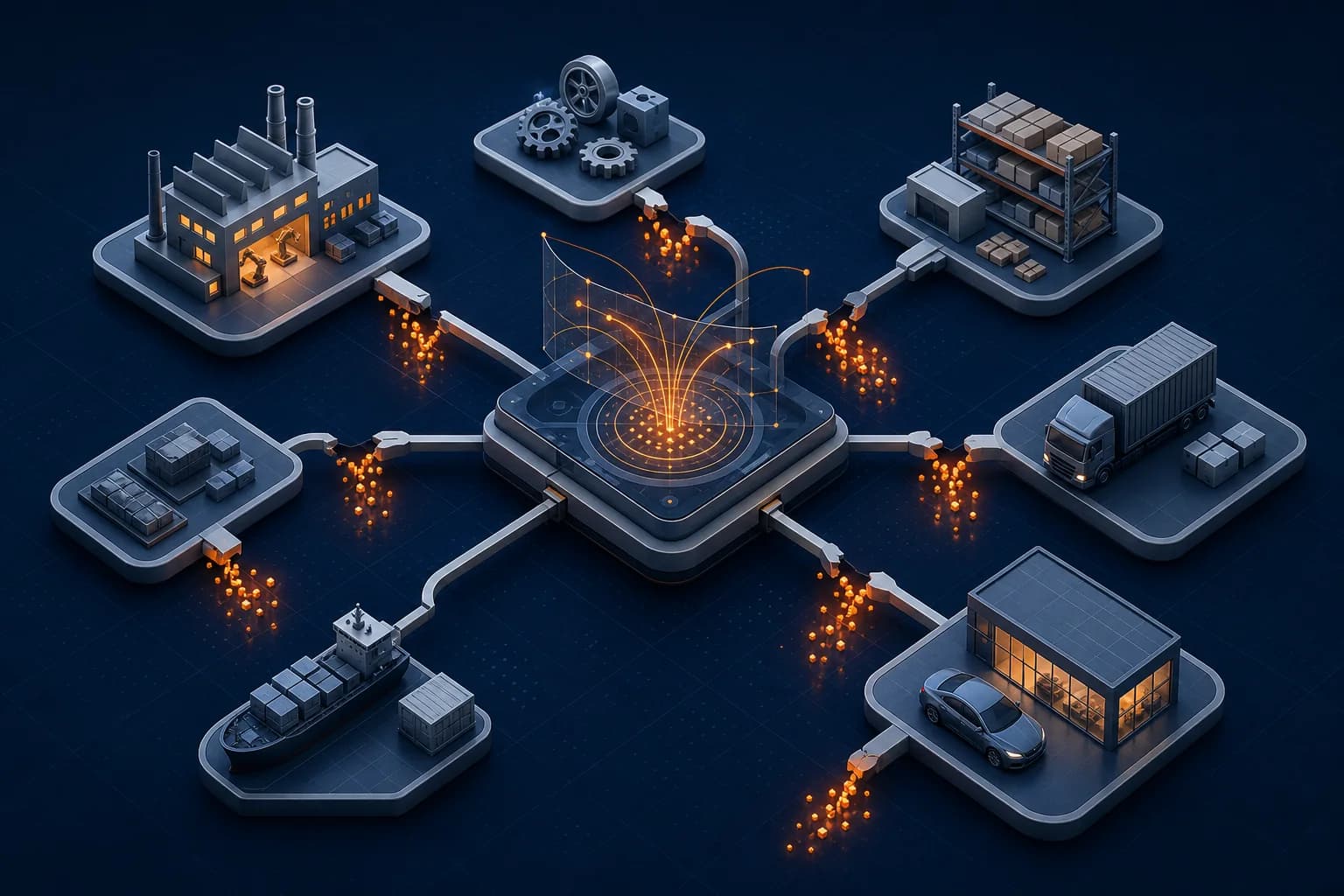 Illustration of profit leakage across connected automotive supply chain nodes
